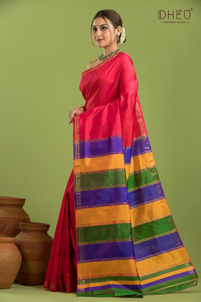 Pure Silk Zari Border Saree (Silk Mark Certified)