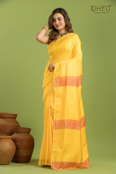 Pure Silk Zari Border Saree (Silk Mark Certified)