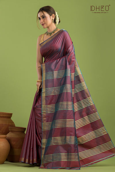 Pure Silk Zari Border Saree (Silk Mark Certified)