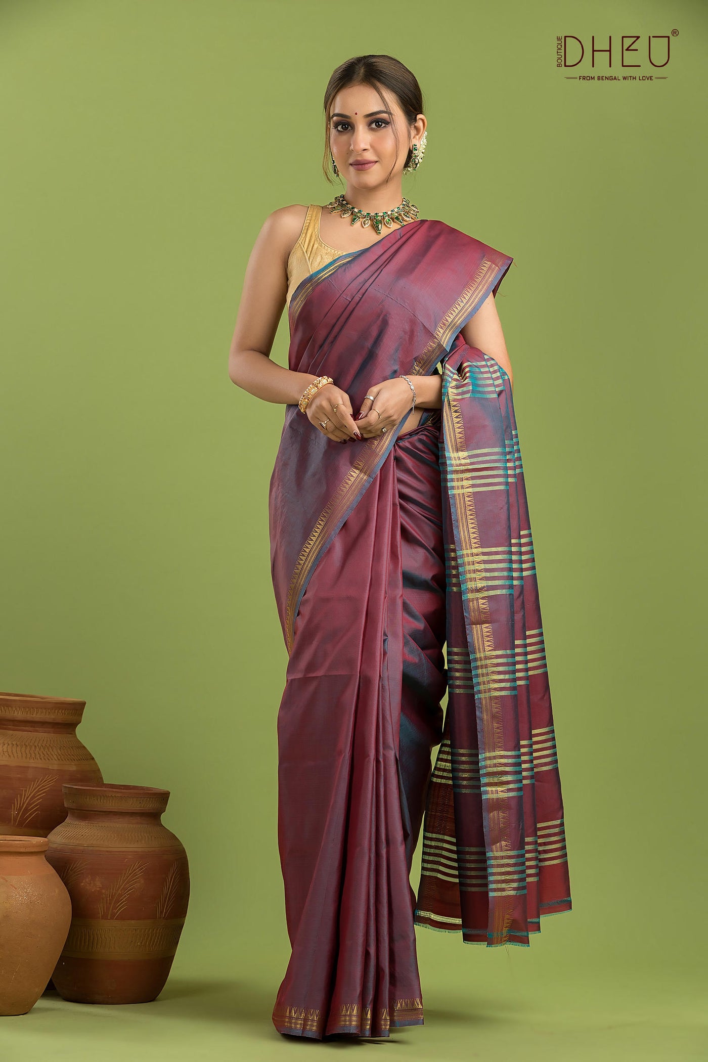 Pure Silk Zari Border Saree (Silk Mark Certified)