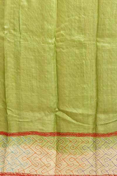 Pure Tussar Silk Kantha Stitch Saree (Silk Mark Certified)
