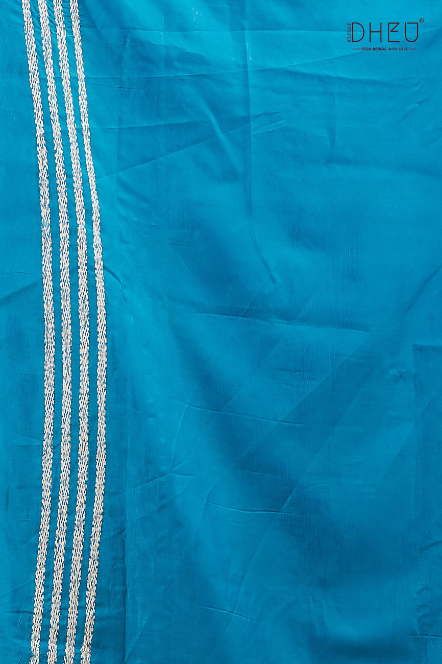 Bangalore Silk Kantha Stitch Saree
