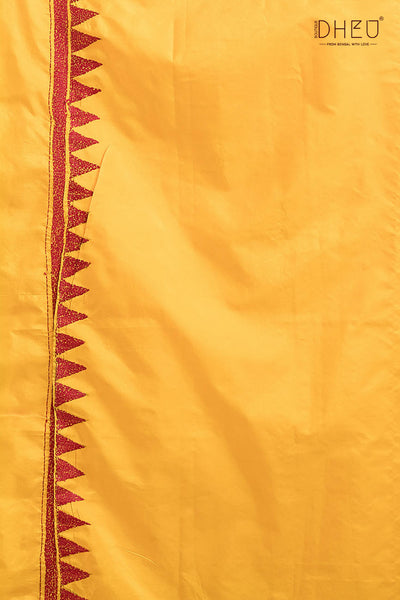 Bangalore Silk Kantha Stitch Saree