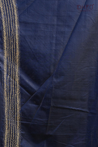 Bangalore Silk Kantha Stitch Saree