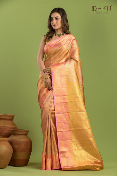 Pure Silk Kanchipuram Brocade Saree (With Silk Mark Certified)
