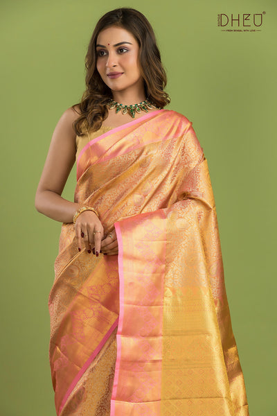 Pure Silk Kanchipuram Brocade Saree (With Silk Mark Certified)