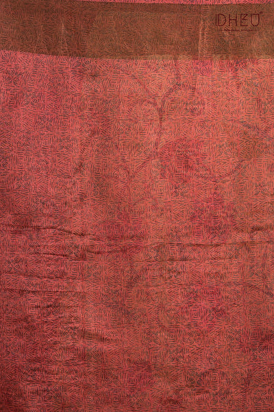 Pure Tussar Silk Kantha Stitch Saree (Silk Mark Certified)