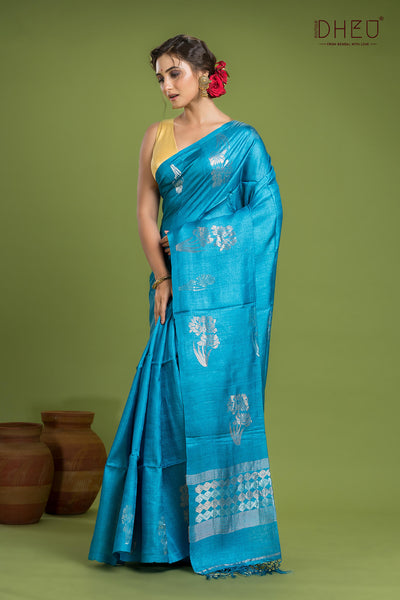 Pure Tussar Silk Jamdani Saree (Silk Mark Certified)