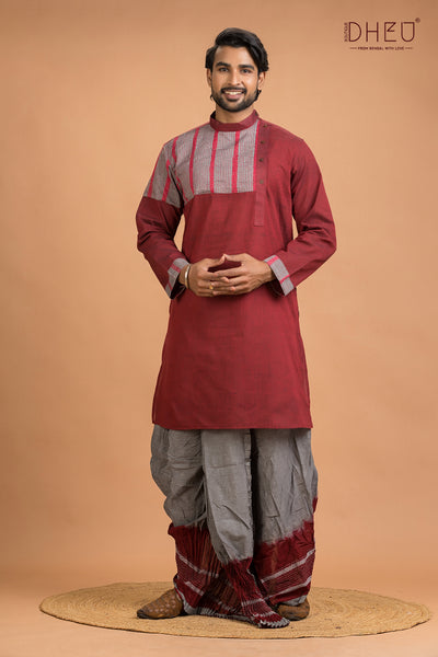 Dheu Exclusive Designer Kurta Dhoti(Optional) Set