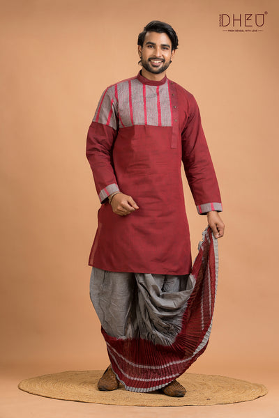 Dheu Exclusive Designer Kurta Dhoti(Optional) Set
