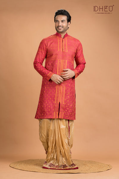 Exclusive Tussar Silk Kurta & Dhoti(Optional) Set