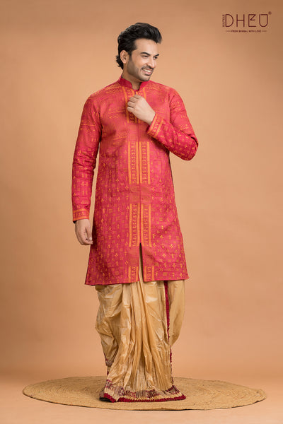 Exclusive Tussar Silk Kurta & Dhoti(Optional) Set