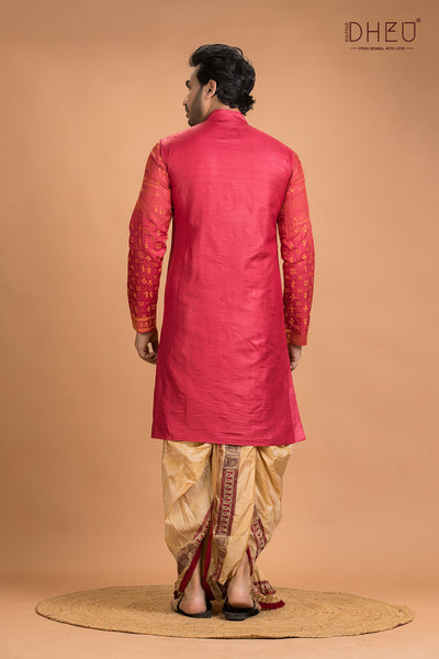 Exclusive Tussar Silk Kurta & Dhoti(Optional) Set