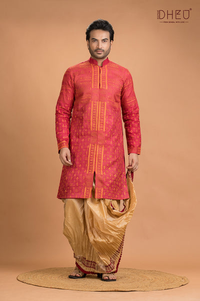 Exclusive Tussar Silk Kurta & Dhoti(Optional) Set