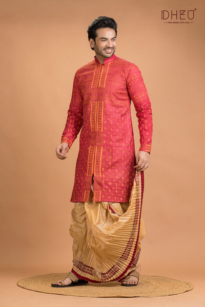 Exclusive Tussar Silk Kurta & Dhoti(Optional) Set