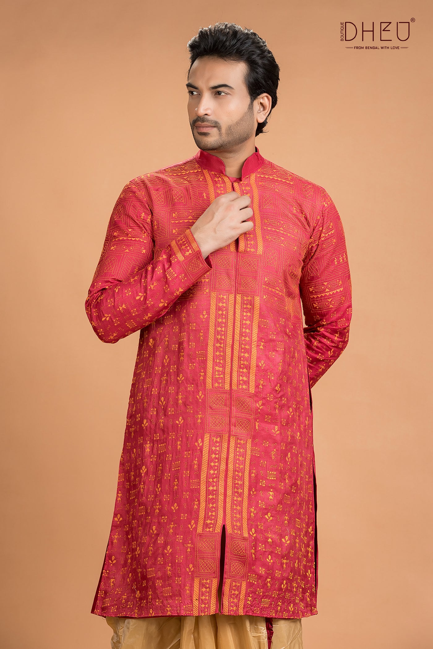 Exclusive Tussar Silk Kurta & Dhoti(Optional) Set