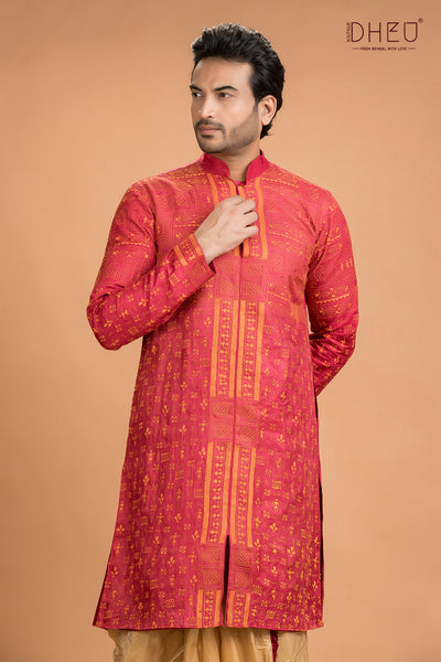 Exclusive Tussar Silk Kurta & Dhoti(Optional) Set