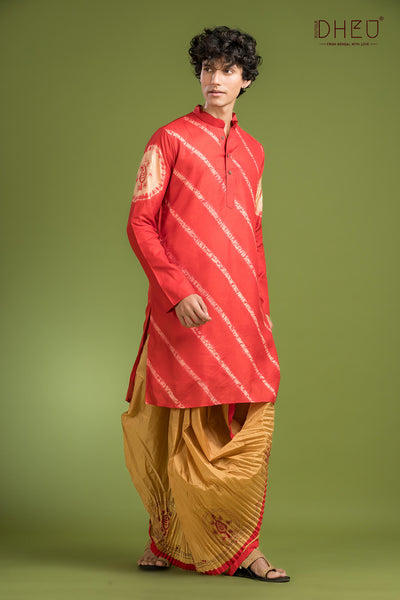 Pure Silk Designer Kurta & Dhoti(Optional) Set