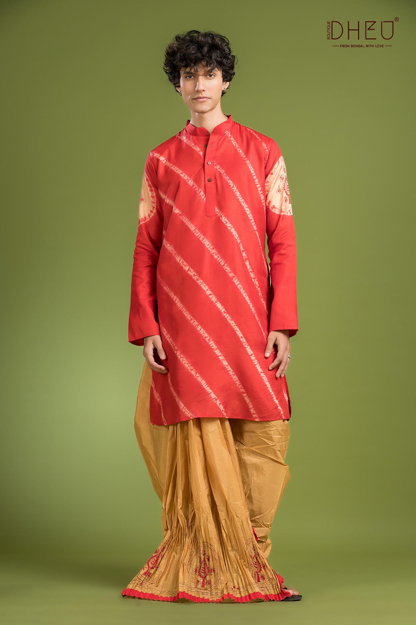 Exclusive Pure Silk Saree, Kurta & Dhoti(Optional) Couple Set
