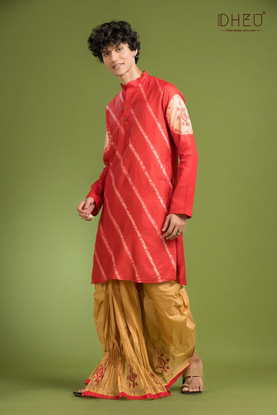 Pure Silk Designer Kurta & Dhoti(Optional) Set