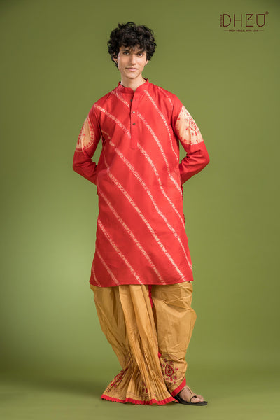Pure Silk Designer Kurta & Dhoti(Optional) Set