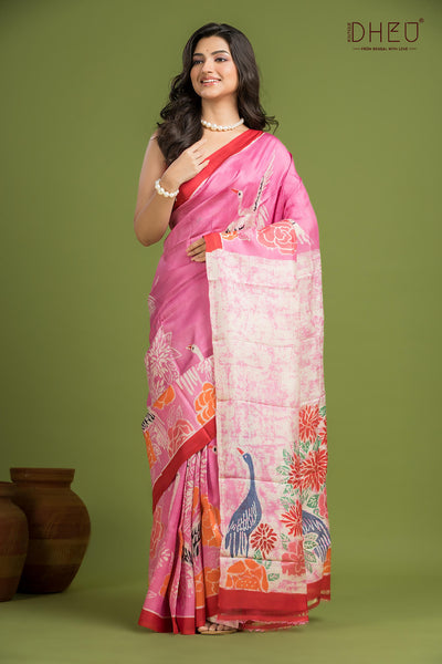 Pure Bishnupuri Silk Batik Saree (Silk Mark Certified)