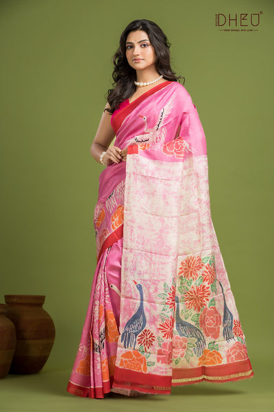 Pure Bishnupuri Silk Batik Saree (Silk Mark Certified)