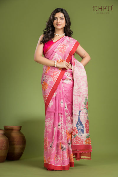 Pure Bishnupuri Silk Batik Saree (Silk Mark Certified)