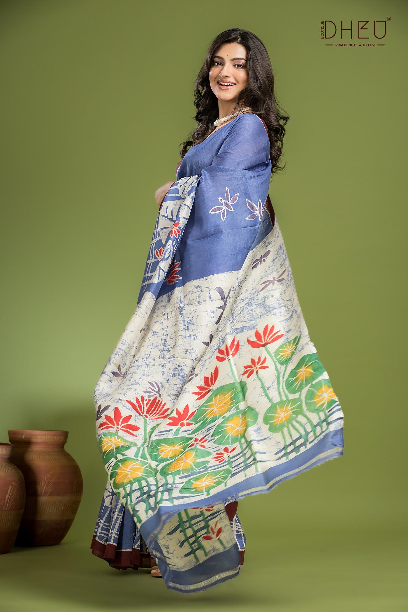 Pure Bishnupuri Silk Batik Saree (Silk Mark Certified)