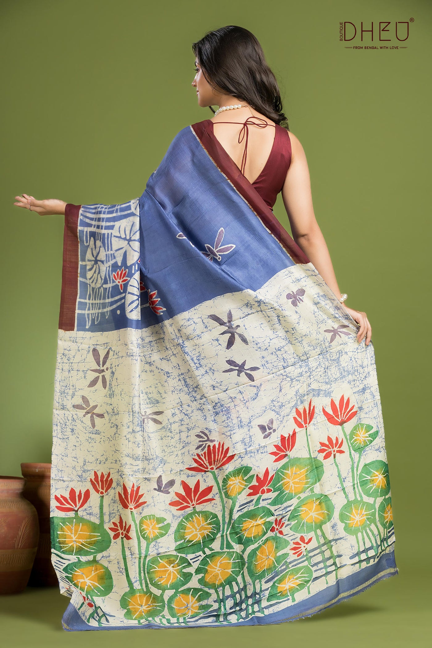 Pure Bishnupuri Silk Batik Saree (Silk Mark Certified)