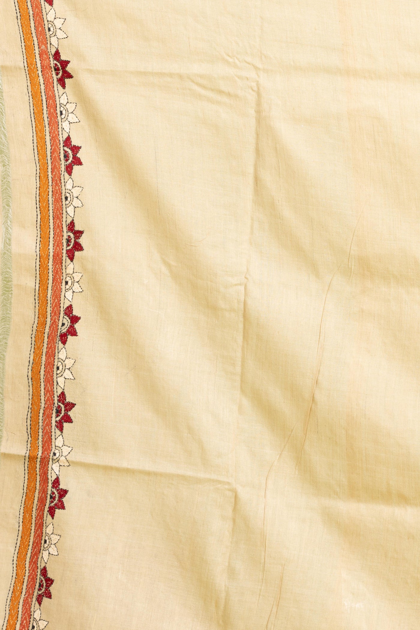 Pure Tussar Silk Kantha Stitch Saree (Silk Mark Certified)