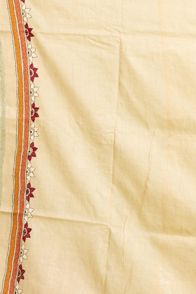 Pure Tussar Silk Kantha Stitch Saree (Silk Mark Certified)