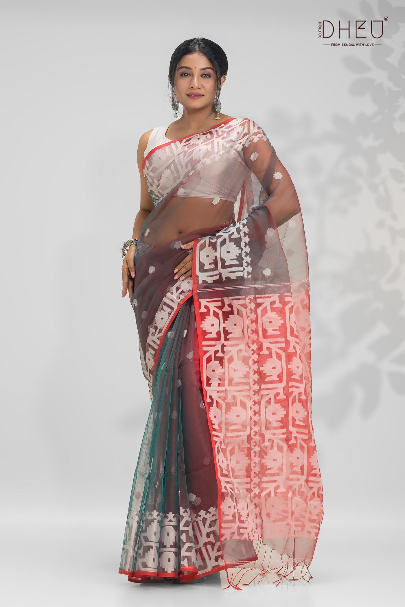 Designer cotton silk muslin saree at lowest cost only at dheu.in