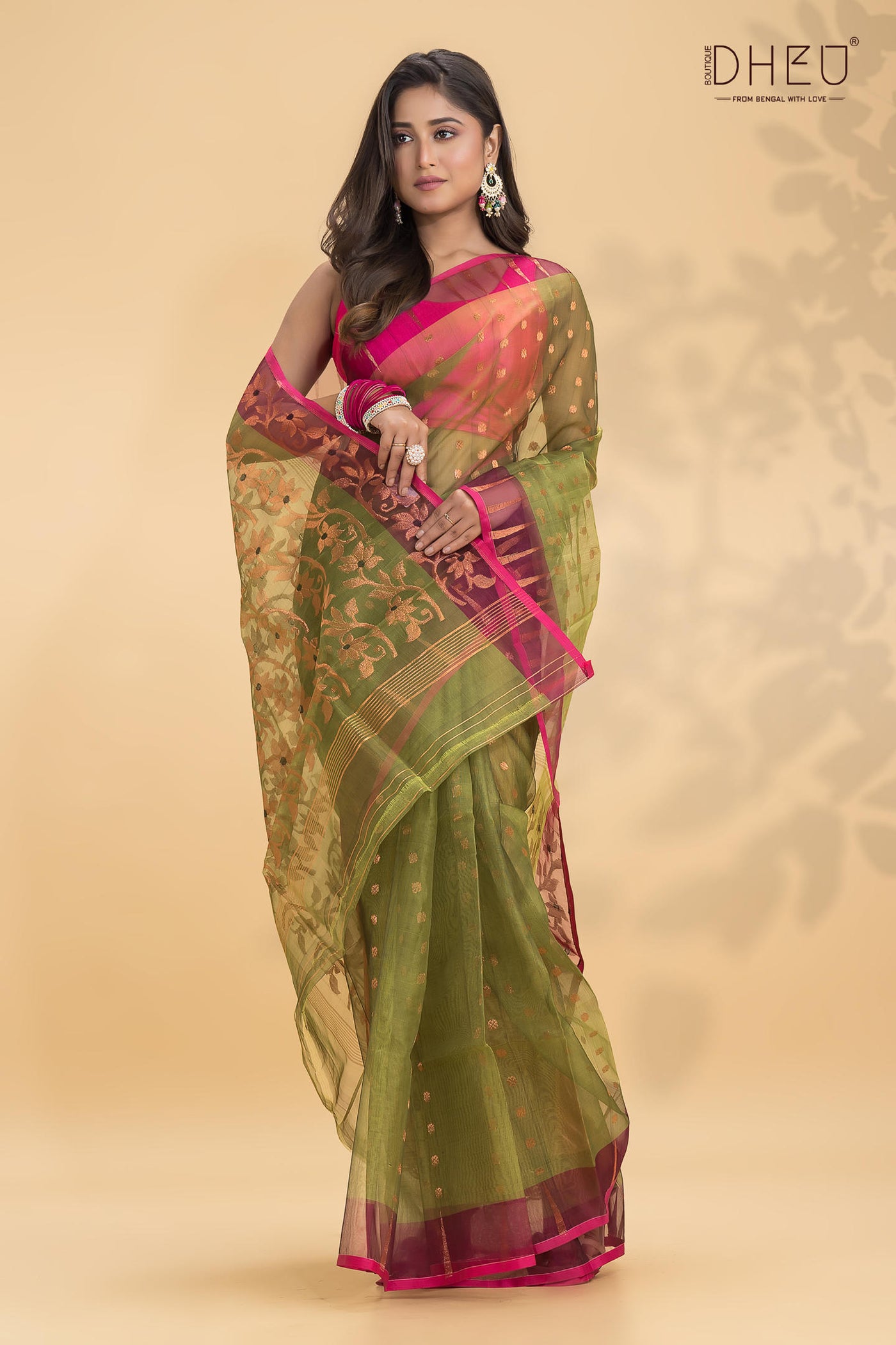Designer cotton resham silk saree at lowest cost only at dheu.in