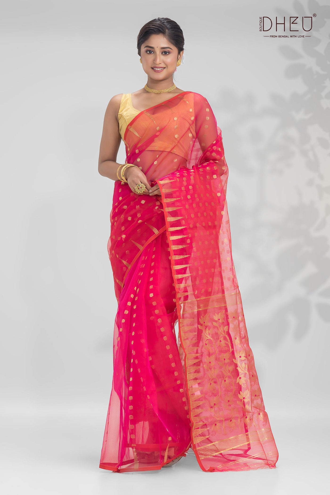 Designer cotton silk muslin saree at lowest cost only at dheu.in
