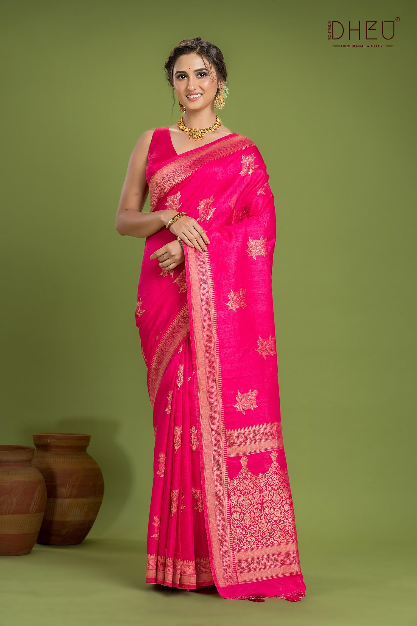Designer Jute Munga Silk Saree