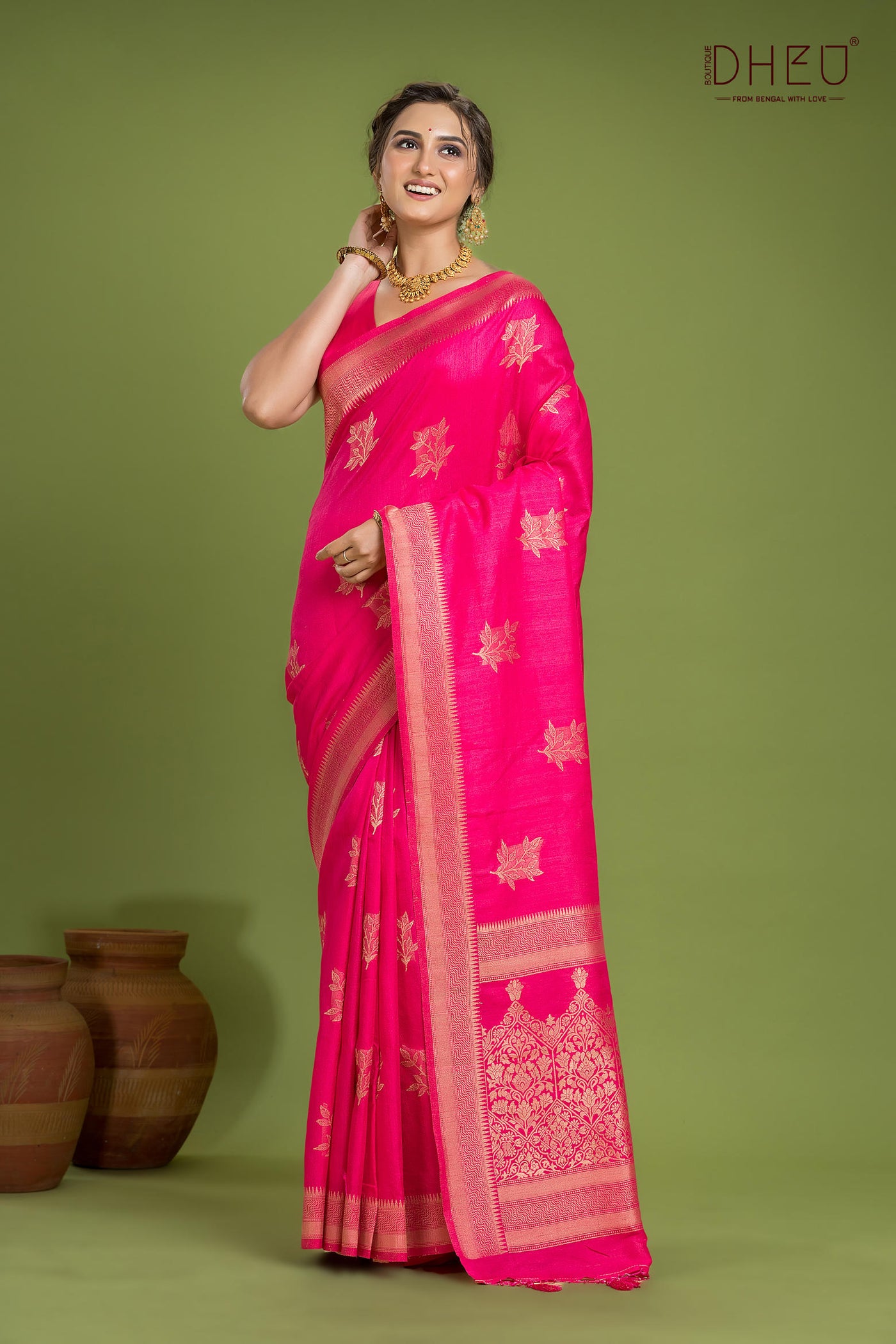 Designer Jute Munga Silk Saree