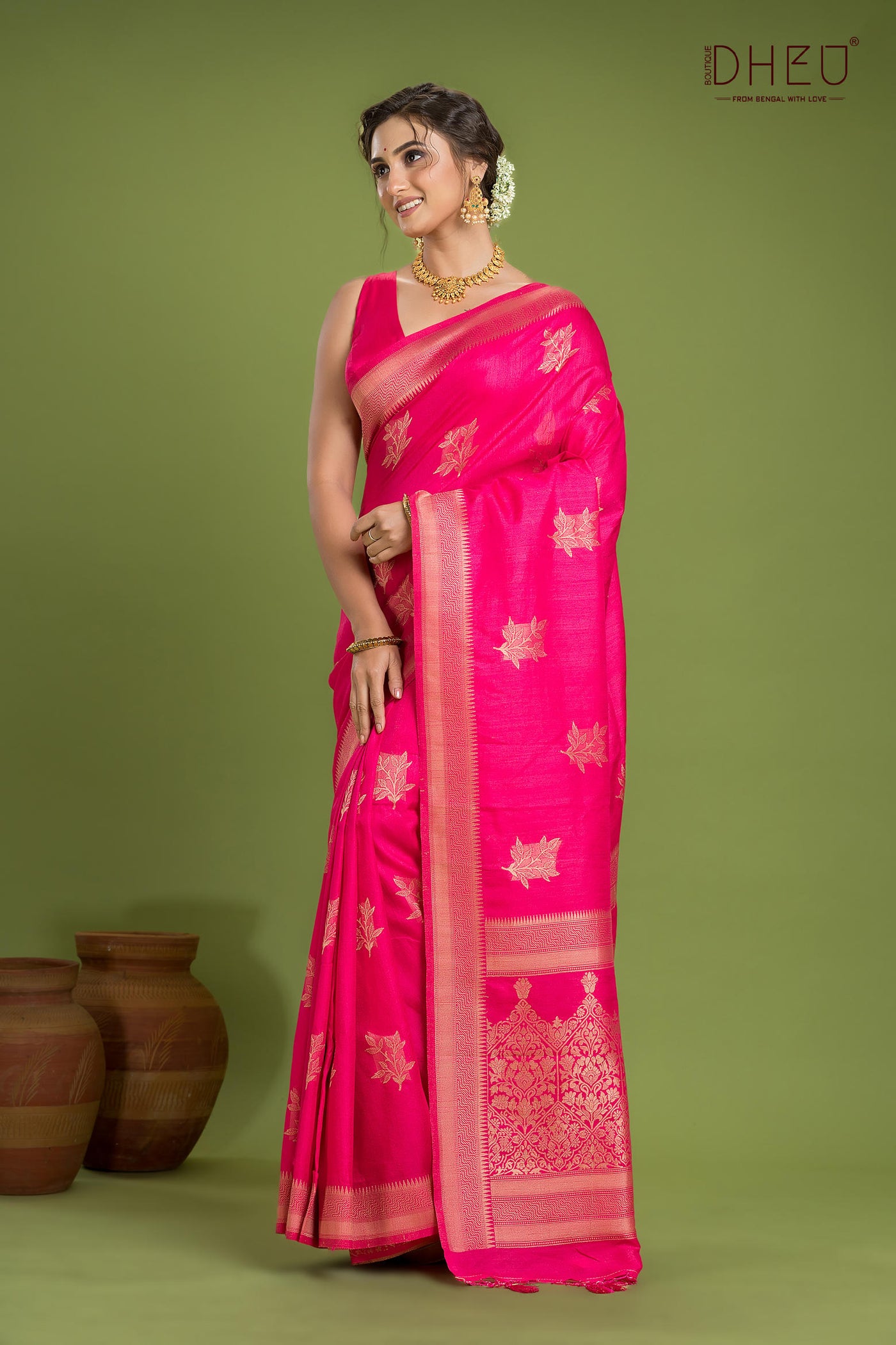 Designer Jute Munga Silk Saree