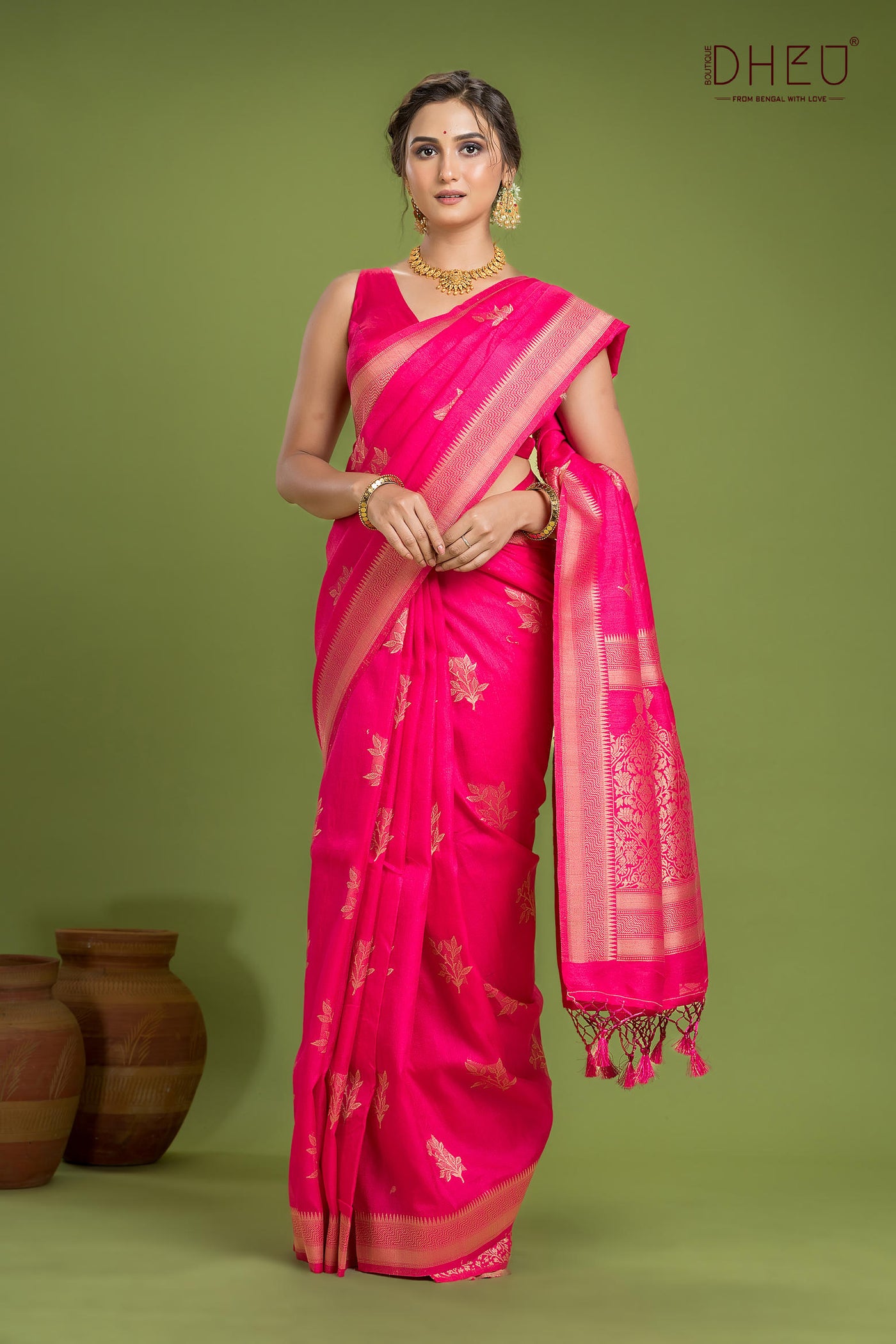 Designer Jute Munga Silk Saree