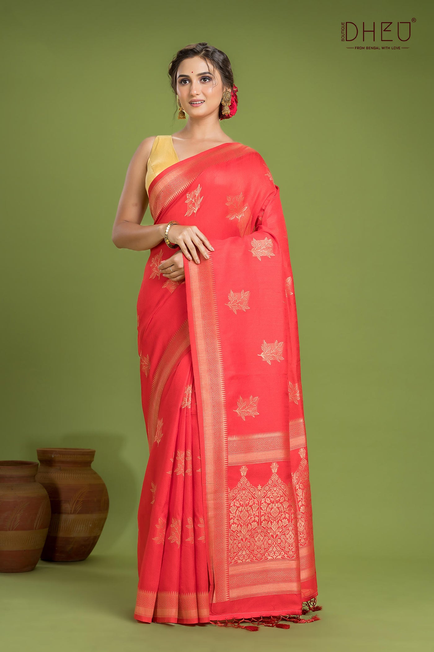 Designer Jute Munga Silk Saree