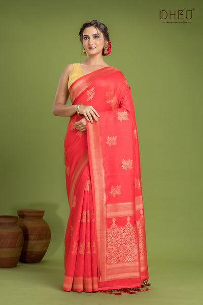 Designer Jute Munga Silk Saree