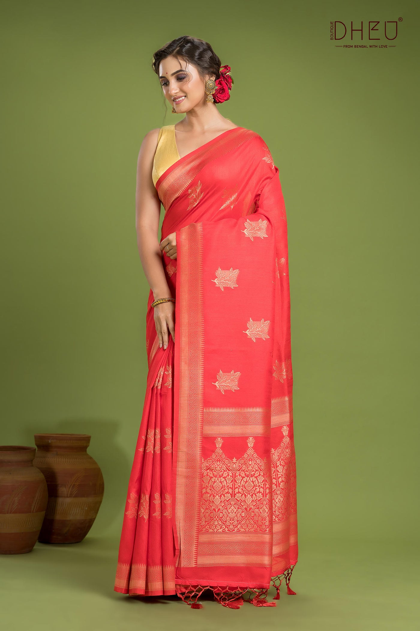 Designer Jute Munga Silk Saree