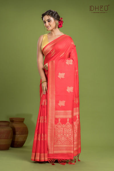 Designer Jute Munga Silk Saree