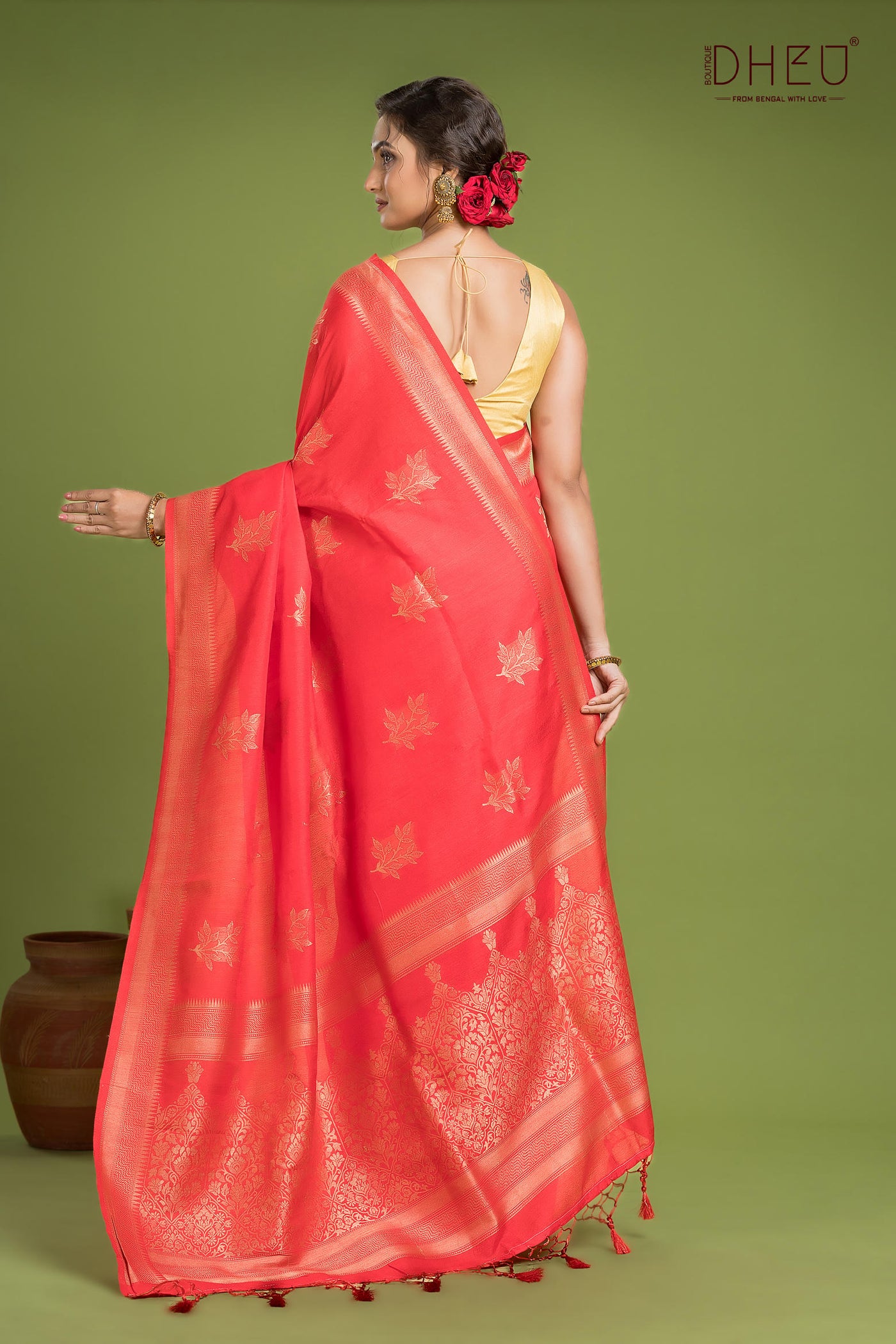 Designer Jute Munga Silk Saree