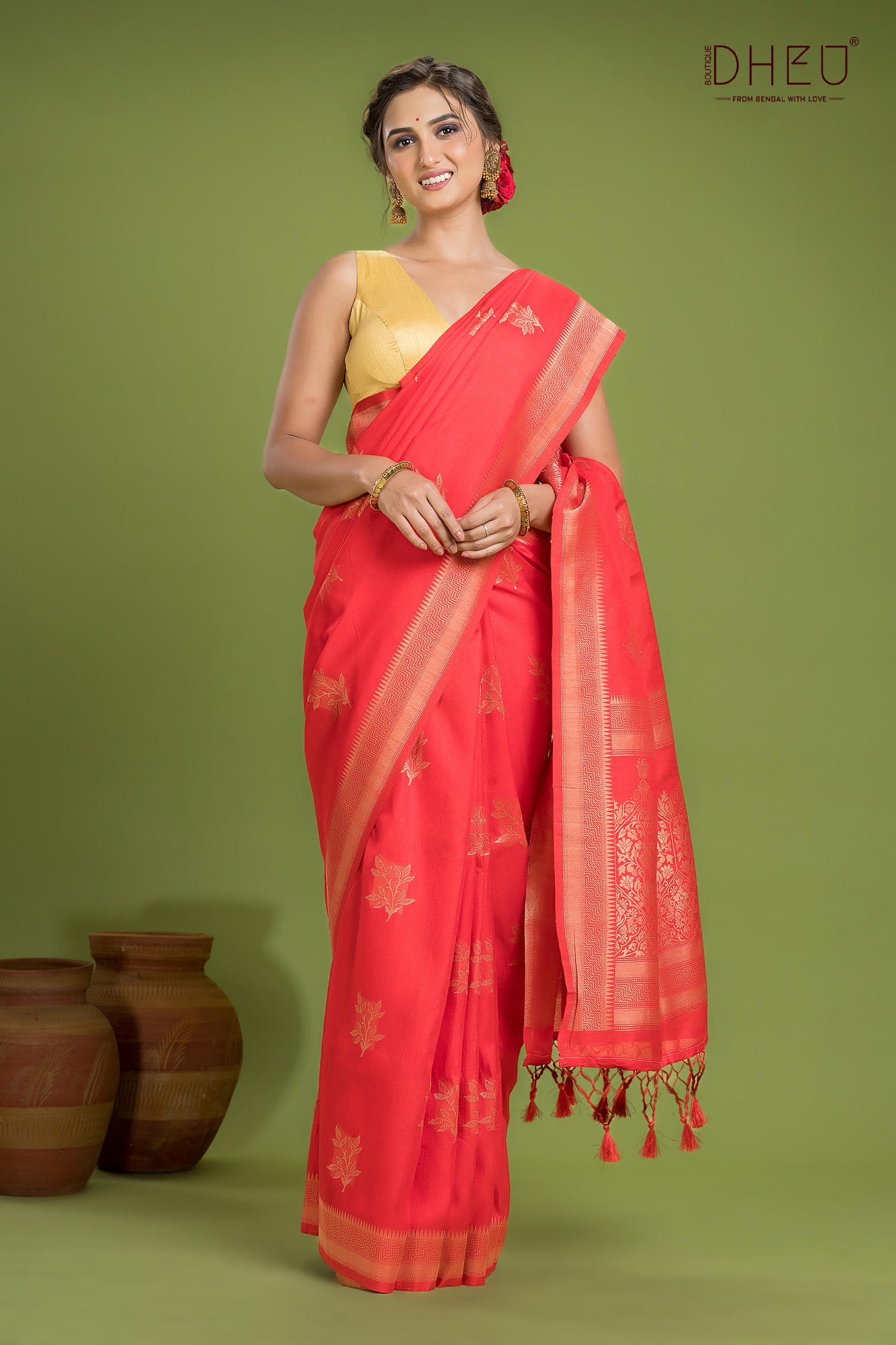 Designer Jute Munga Silk Saree