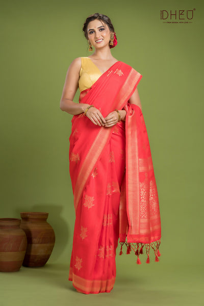 Designer Jute Munga Silk Saree
