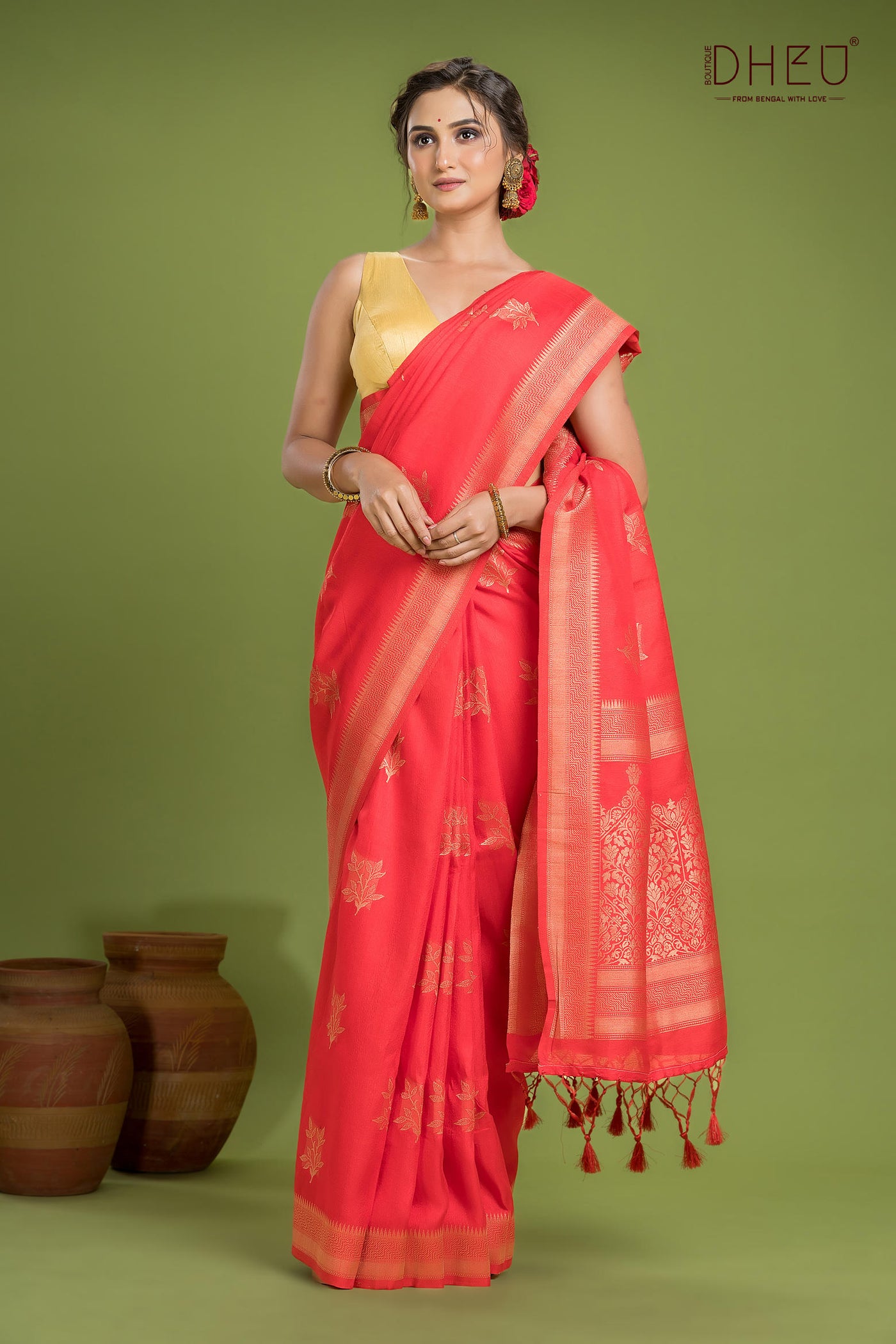 Designer Jute Munga Silk Saree