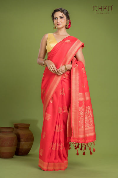Designer Jute Munga Silk Saree