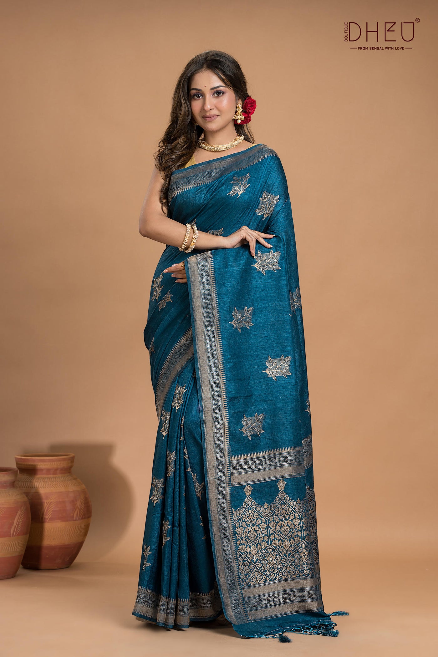 Designer Jute Munga Silk Saree