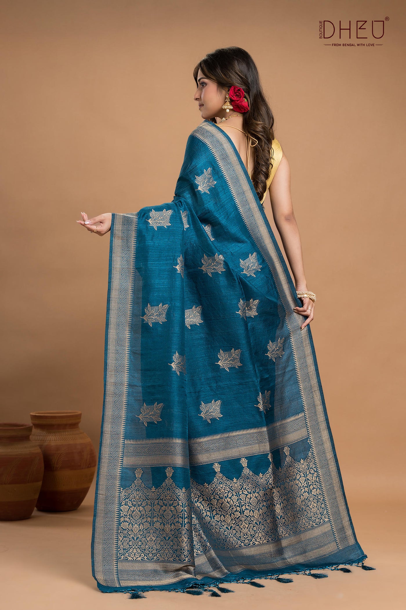 Designer Jute Munga Silk Saree